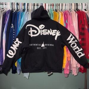 Disney parks black & white unisex L WDW zip up hoodie NWOT